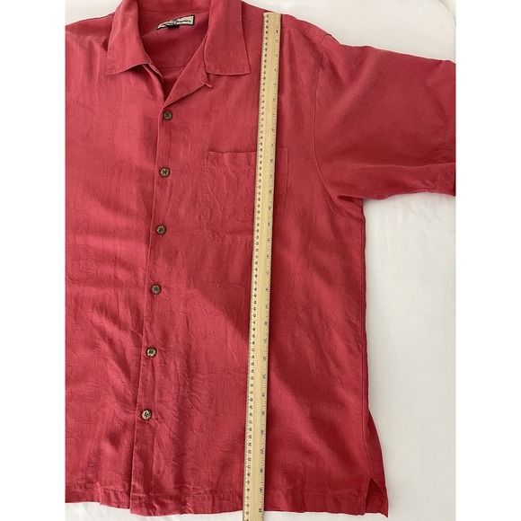 Tommy Bahama Shirt Mens Extra Large XL Button Front Short Sleeve Silk Orange - Picture 5 of 8